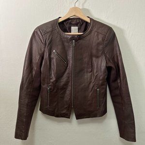Halogen Leather Jacket, chocolate brown, soft lambskin leather, size s